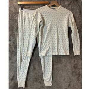 Duofold Floral Long Johns Thermal Underwear Set Pants Shirt Base Layer M Blue